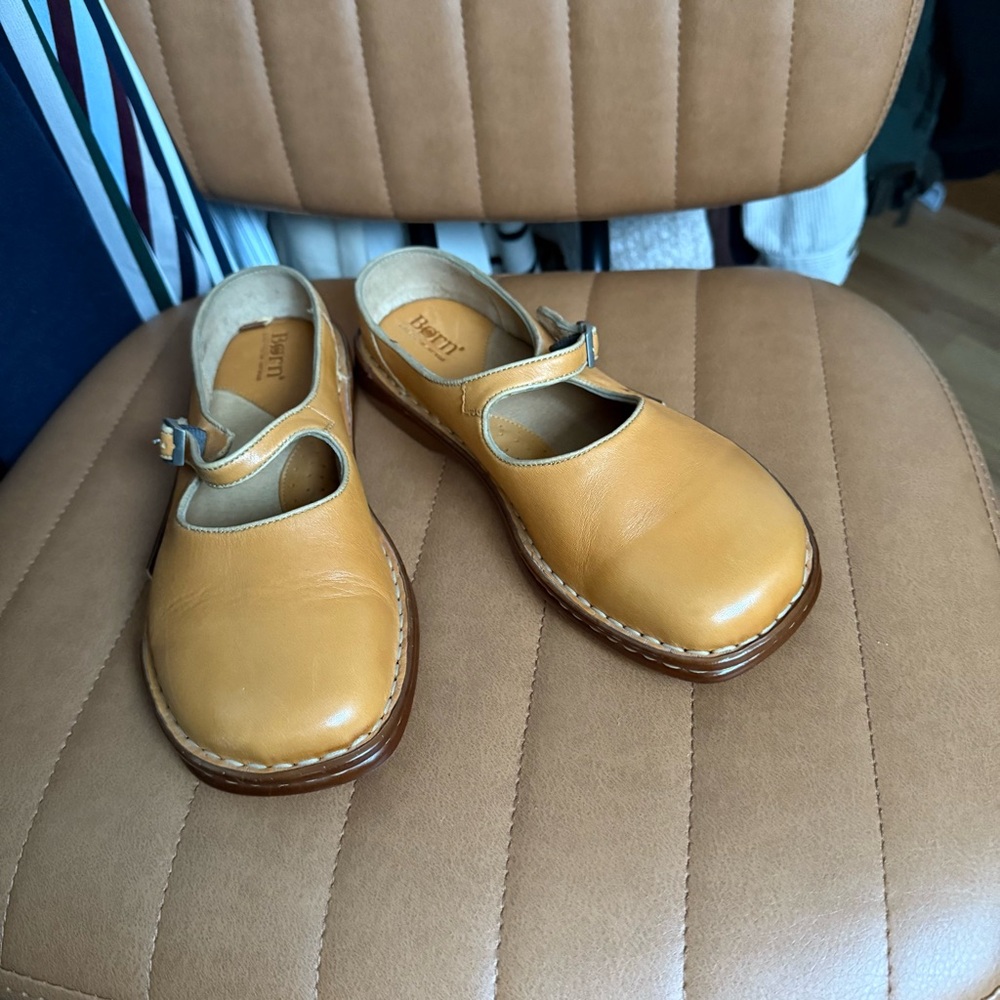 Born Tan Leather Mary Jane Shoes